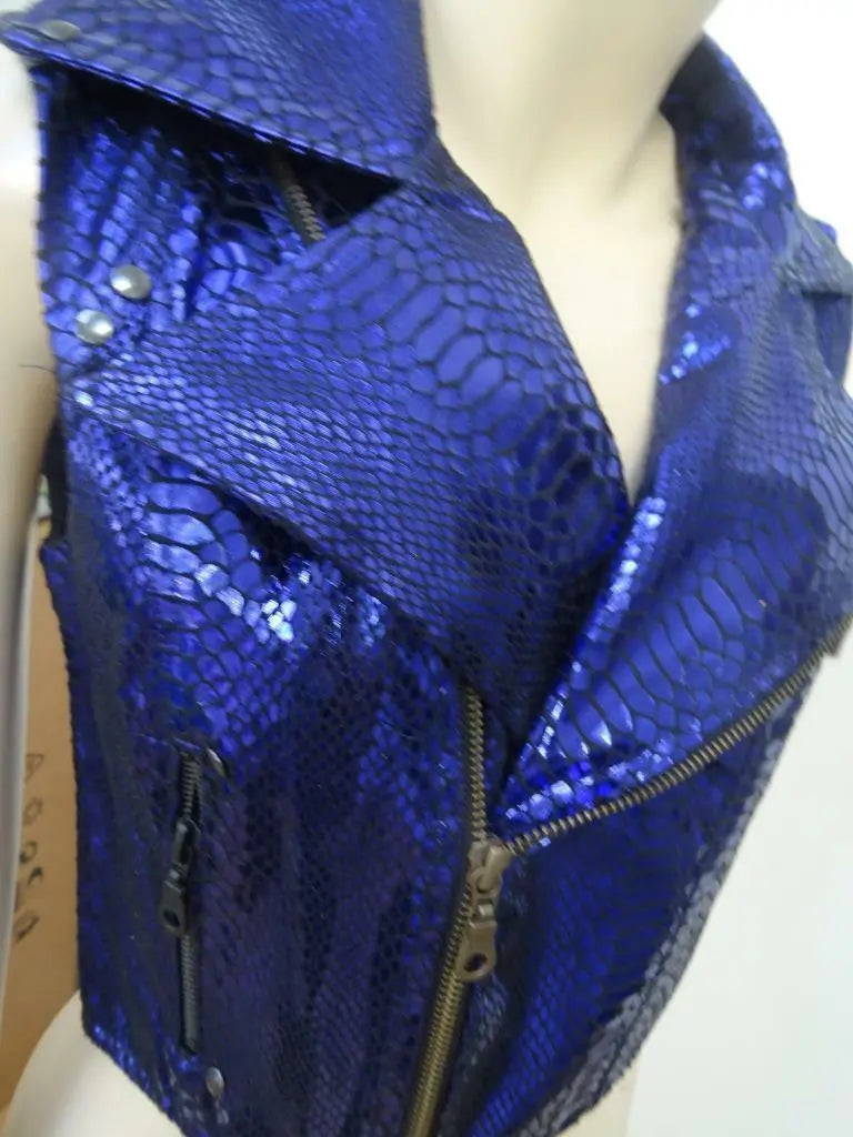 BITCHING & JUNKFOOD ladies purple snakeskin jacket SMALL 8 - 10 PUNK GOTH BITCHING & JUNKFOOD