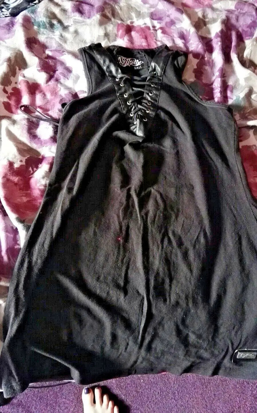BLACK GOTHIC SKELETON BONES/LACE UP gothic dress. SIZE XL Unbranded