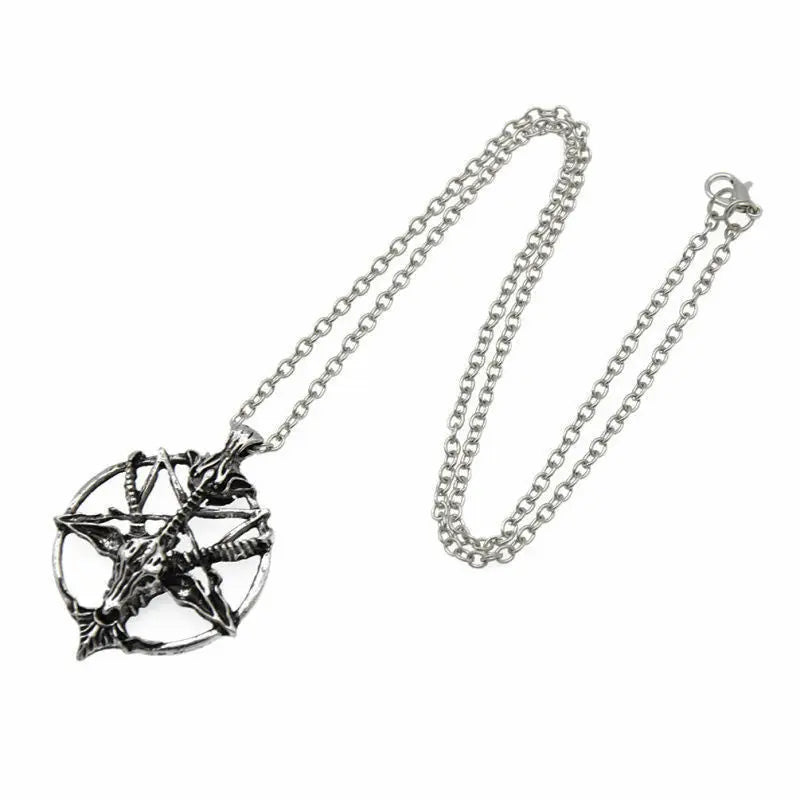 Baphomet Vintage Goat Head Skull pentacle Pendant Necklace Jewellery Unisex Unbranded
