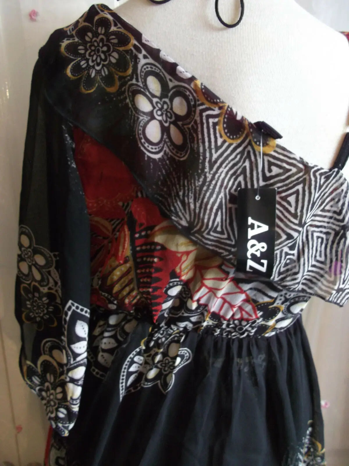 Boho/Festi/Beach "AZ" Sundress-floral, size MED, off-shoulder,lined,elastic wais AZ