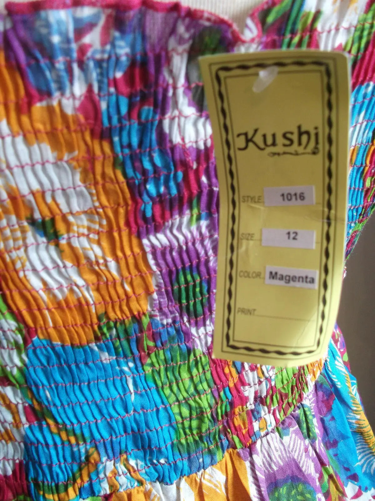 Boho/Festi/Beach/floral maxi sundress,cotton,size 12 Kushi label.NEW.full length Kushi