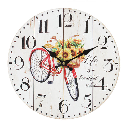 34cm Shabby Chic Red Bicycle Clock Wonkey Donkey Bazaar