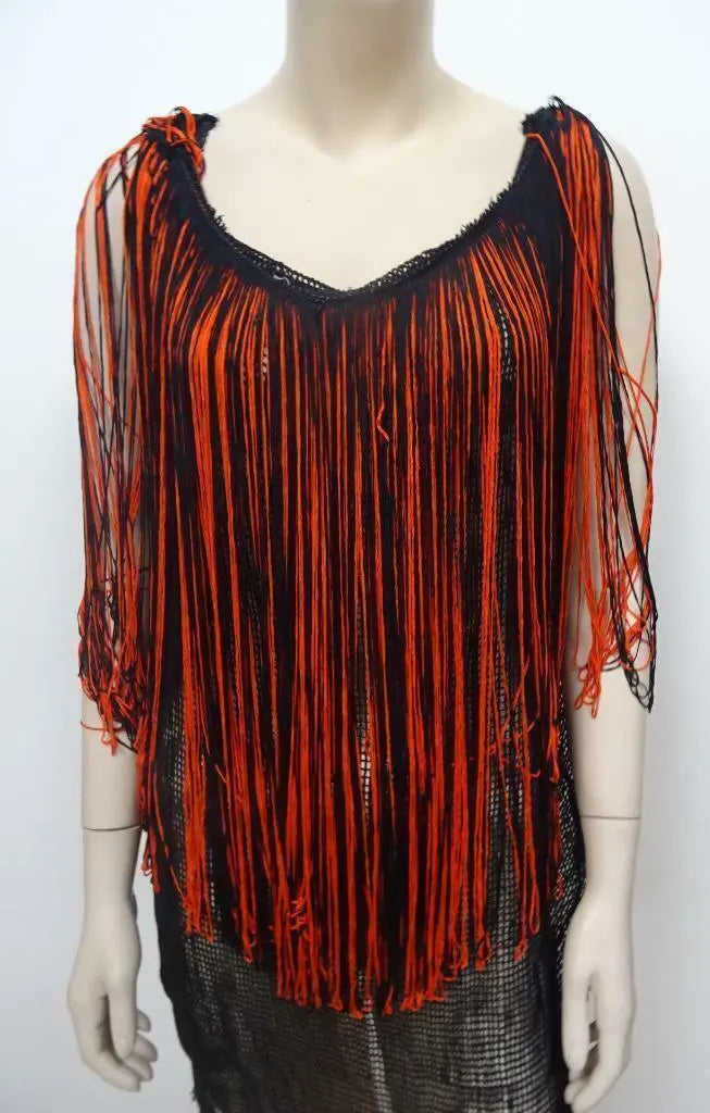 FUNKY PUNK ROCK GOTH ladies fishnet mesh tassel top ONE SIZE UK 10 12 14 Bitchin & JunkFoood