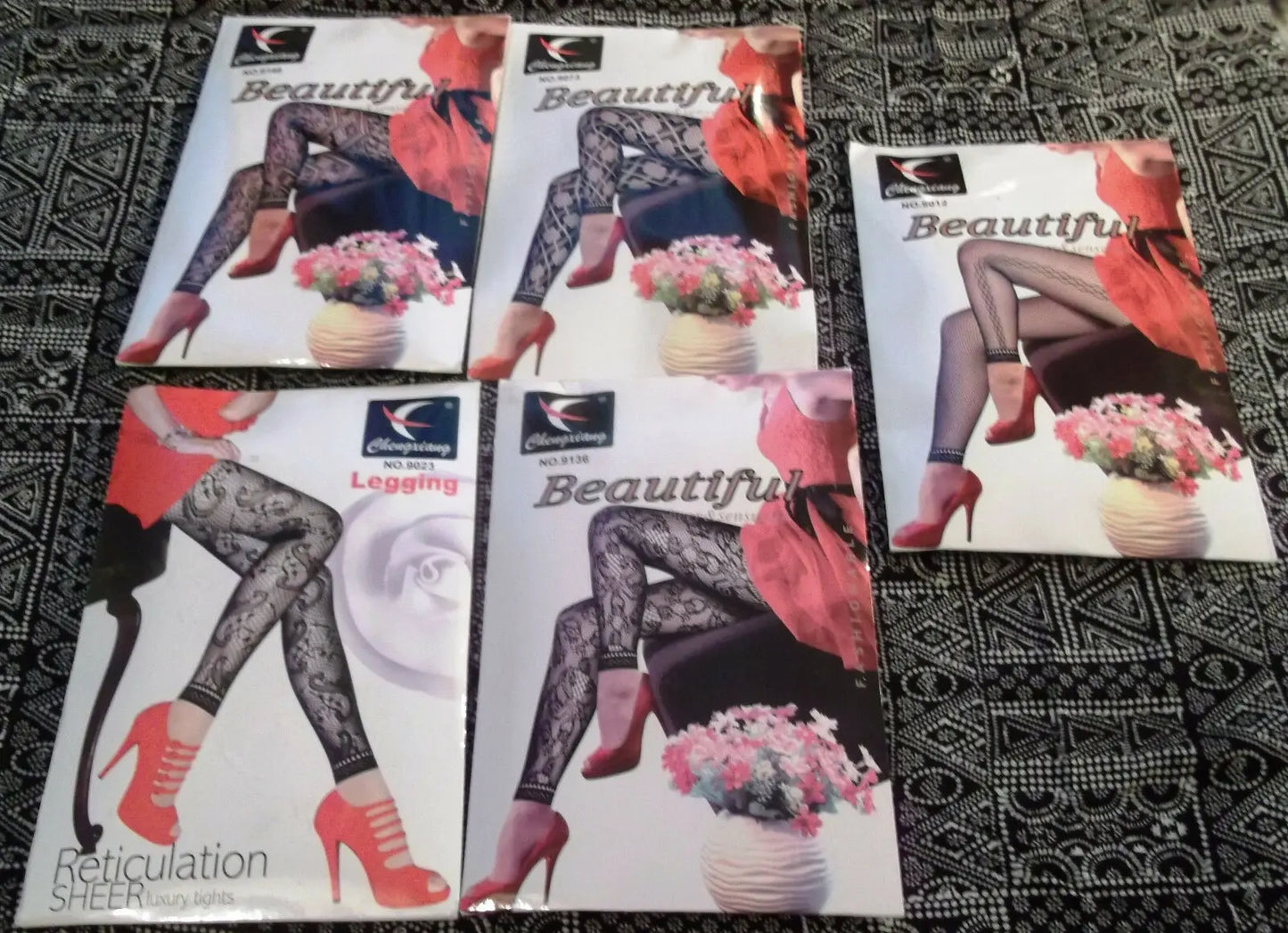 FUNKY black fishnet footless Tights with aDifference swirl Pattern Women Tights No Brand