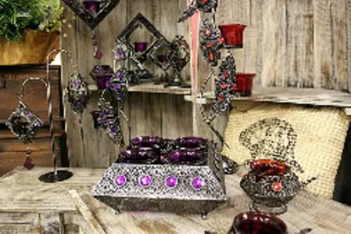 GORGEOUS PURPLE Moorish Single square Candle Holder/Candle Pots unbranded