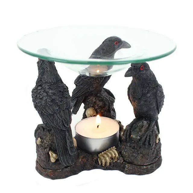HALLOWEEN/PAGANgothic/wiccan/ triple moon CANDLE HOLDERS-H:6.5cmW:7cmD:5.5cm Unbranded