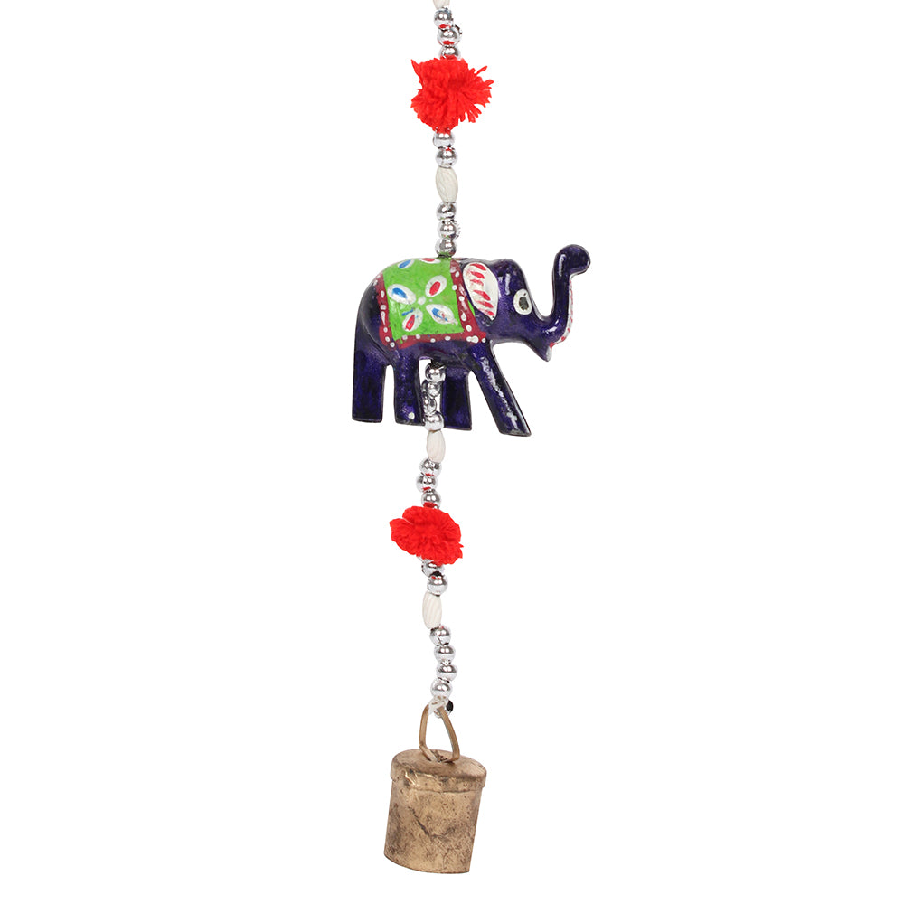 Wooden Hanging Elephant Decoration with Bell Wonkey Donkey Bazaar