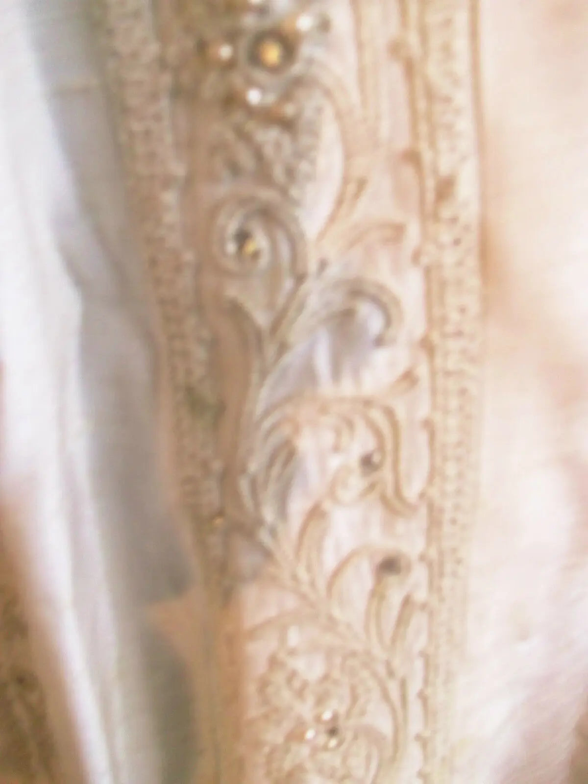 Ivory Oriental silk dress/shawl-exquisite beadwork panels-hand-crafted.Lee Delm Lee delmann England