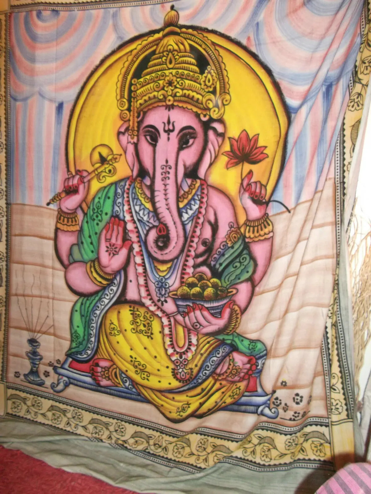 KingSizeThrow/ WallHanging/ BedSpread.Screen/hand-Printed.Ganeshe.Shiva Unbranded