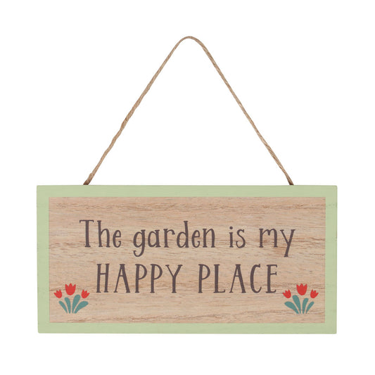 The Garden Is My Happy Place Hanging Sign Wonkey Donkey Bazaar