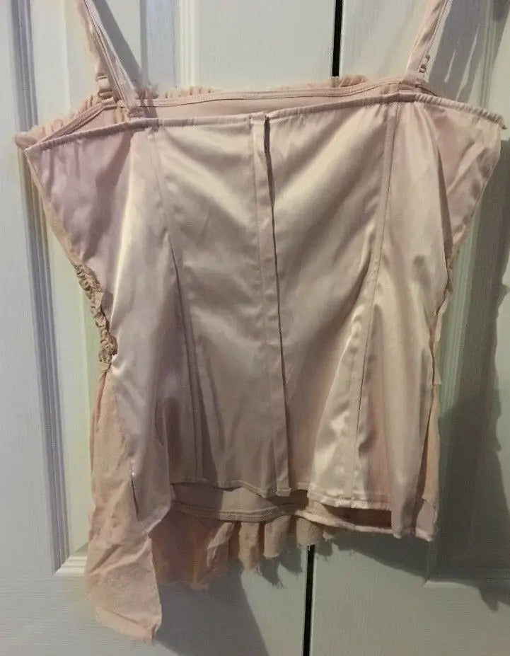Ladies Size 10 Dusky Pink Corset Style Top From TOPSHOP,diamante/ruffle detail Topshop