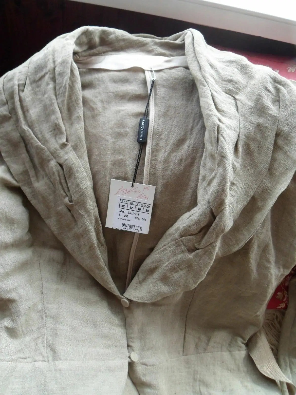Luis Civit designer linen, steampunk bustle jacket. ivory, belt, NWT size 12 Luis Civit