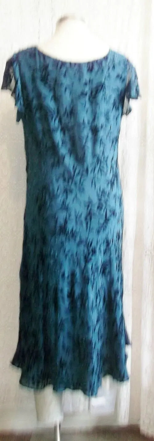 M&S DRESS-SIZE10.DEVORE SMOKY BLUE/ devore DRESS-goth grunge punk BURLESQUE Marks and Spencer