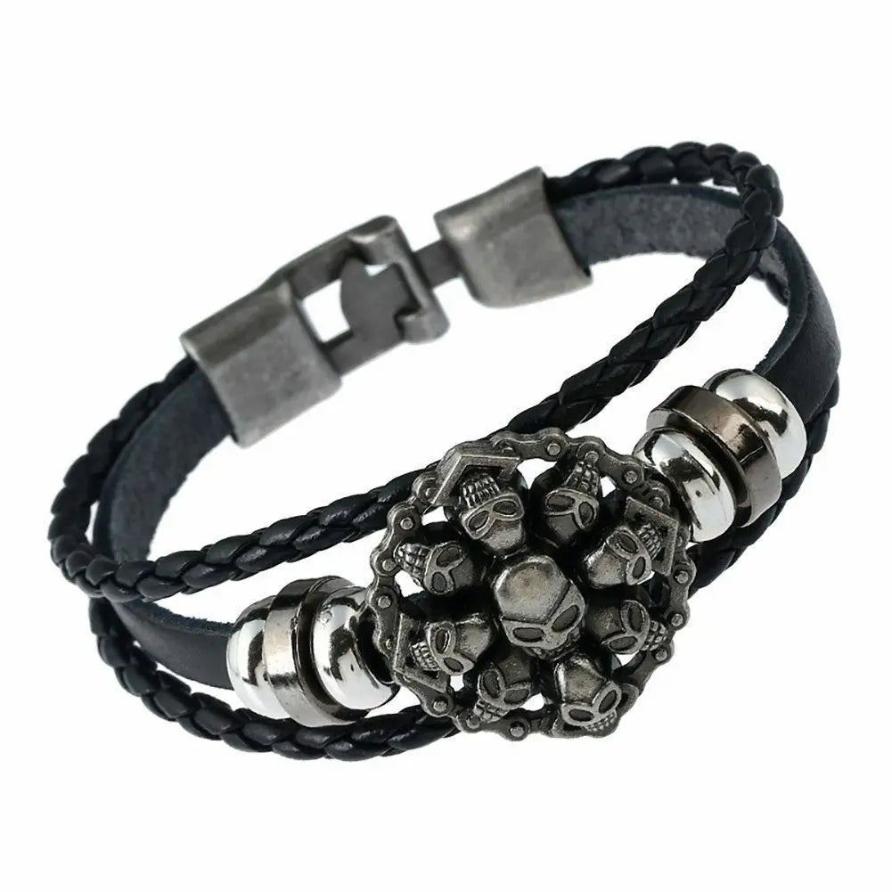 Men's Punk Skull Spider Death Leather Bracelet Rocker Buckle Bracelet Jewellery3 Unbranded