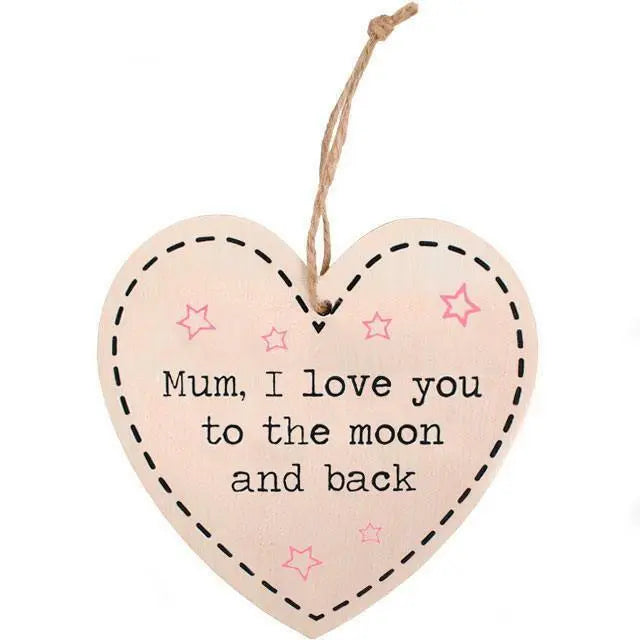 Mum, I Love You Shabby cHIC Hanging Heart Sign.H:12.00cm x W:11.50cm x D:0.50cm Shabby Chic