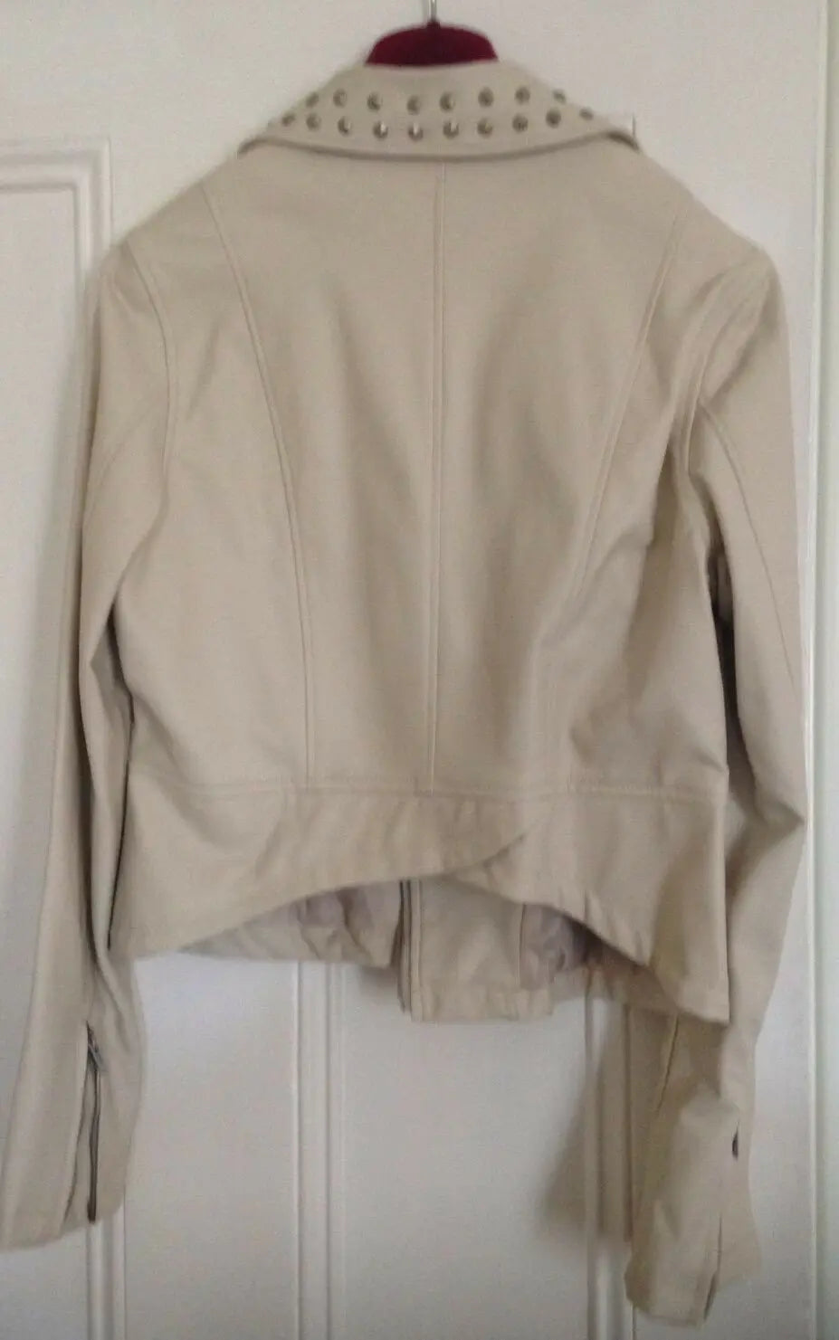 NEW FUNKY PUNKY Ladies CREAM Biker Jacket (fAUX LEATHER) Stud Detail Size 14 Be Beau