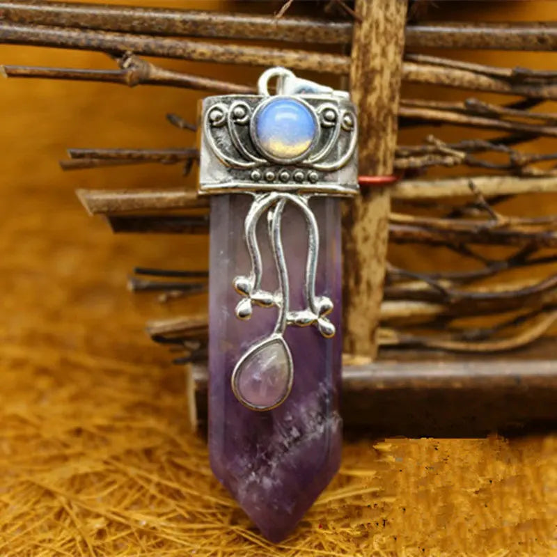 Natural GemstoneVintageTibetanSilver Hexagonal PointedHealingPendant&silverchain Unbranded