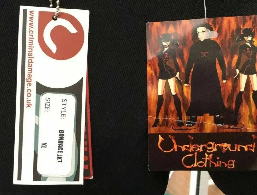 New Criminal Damage Black Bondage Punk/Goth Jacket XL-42" Underground Clothing Criminal Damage