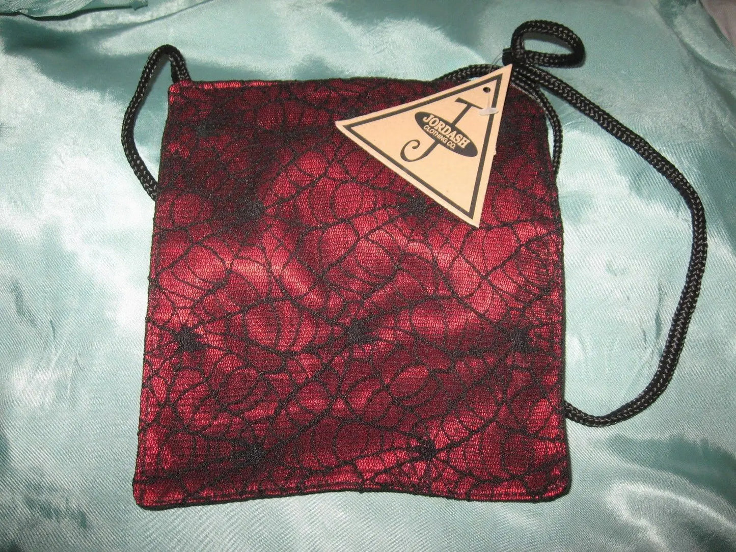 New Jordash red Black spiders web lined small zip bag Goth Rock Jordash