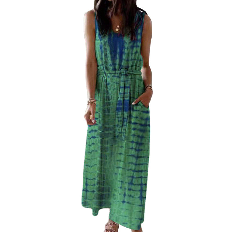 V-neck sleeveless top long skirt temperament commuter high waist dress FashionExpress