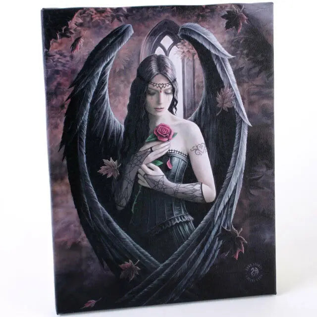 PAGAN/WICCAN/NEW AGE Angel rose canvas by Anne Stokes.20cm wide X 26cm long Anne Stokes