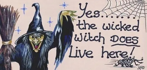 PAGAN/WITCHY /GOTHIC/HALLOWEEN sign-WITCH IS IN.10cm tall x21cm long spirit equinox