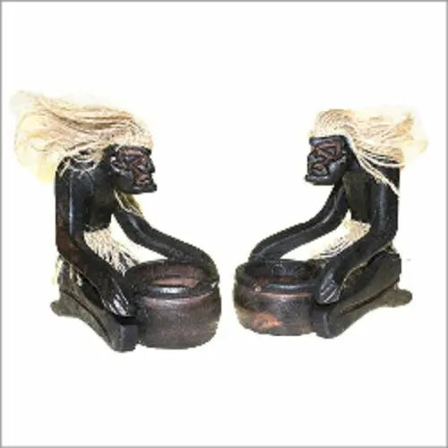 Primitive Art - Men Doing Things Hand carved figure-- CANDLE HOLDER ANCIENT WISDOM