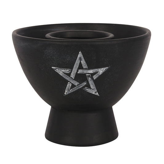 Black Pentagram Terracotta Smudge Bowl Wonkey Donkey Bazaar