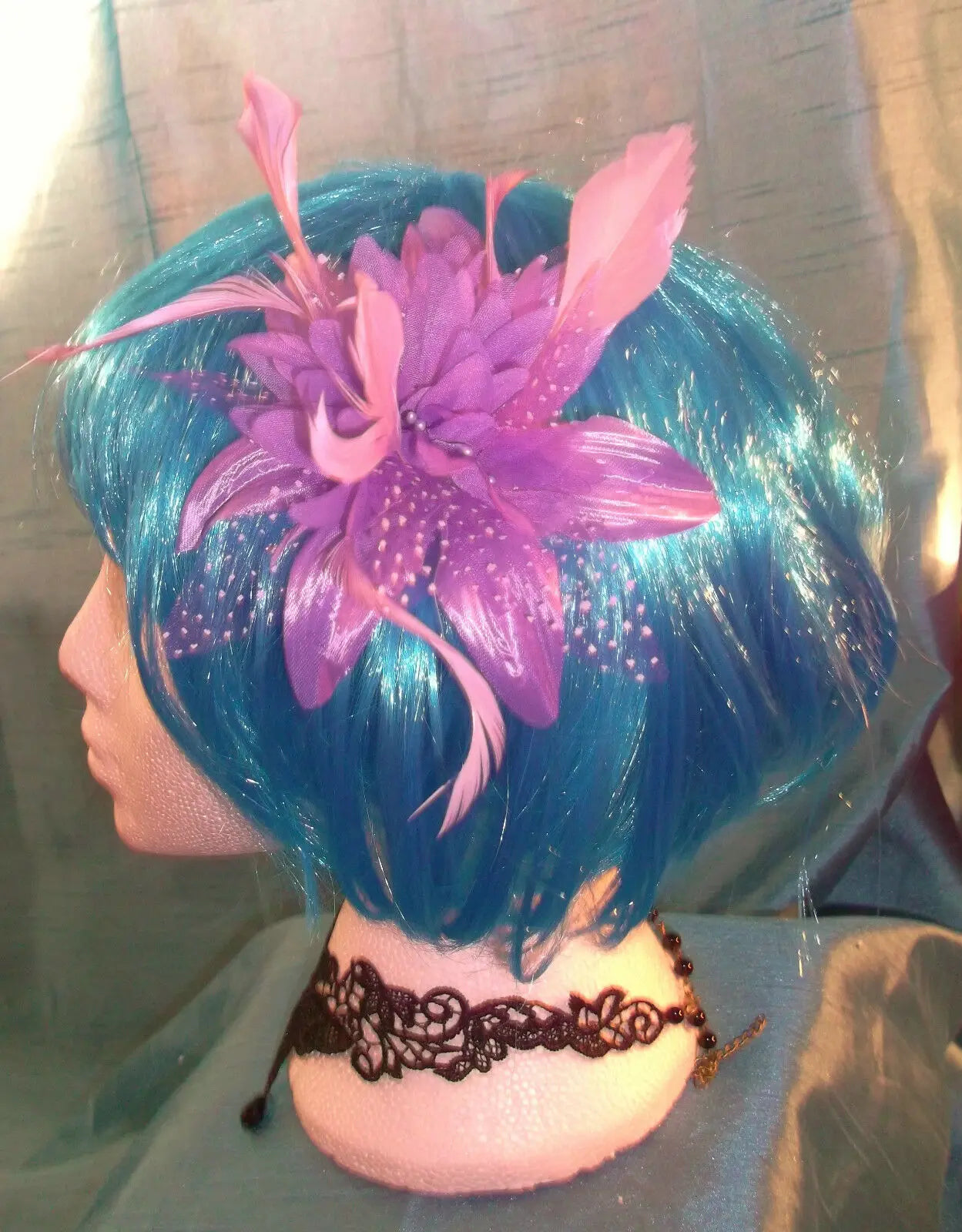 STEAMPUNK/BURLESQUE PURPLE FEATHER Fascinator-wedding/prom/halloween/party Unbranded