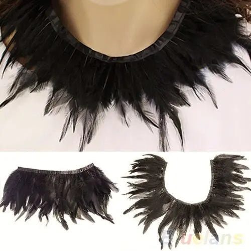 STEAMPUNK/PUNK/GOTH/BURLESQ BLACK FEATHER NECK-COLLAR PARTY EVENING COSTUME Unbranded