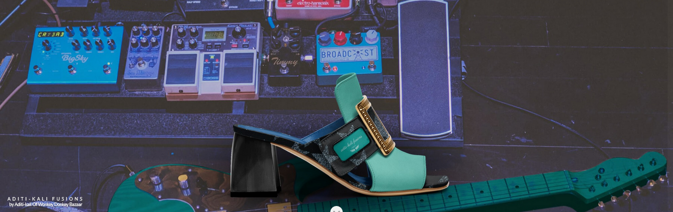 aditi-kali fusions Rich luxe sandal-blue- custom crafted Wonkey Donkey Bazaar