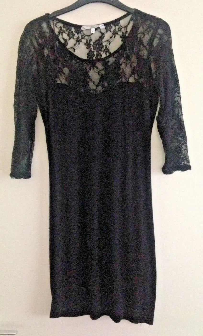 Sexy Black Lace Bodycon Dress Size 12 Goth Punk Horror Occult Witch Unbranded