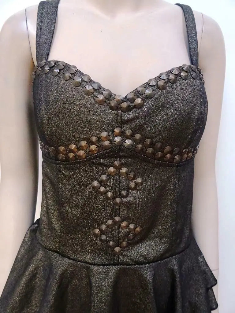 TULISA TFB COLLECTION ladies stud ponte peplum top gold black UK 14 NEW BNWT £ TULISA TFB COLLECTION