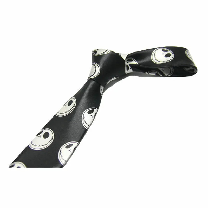 UNISEX 5CM blck&white Skinny Slim Punk Skull Tie Satin Party Necktie Halloween Unbranded