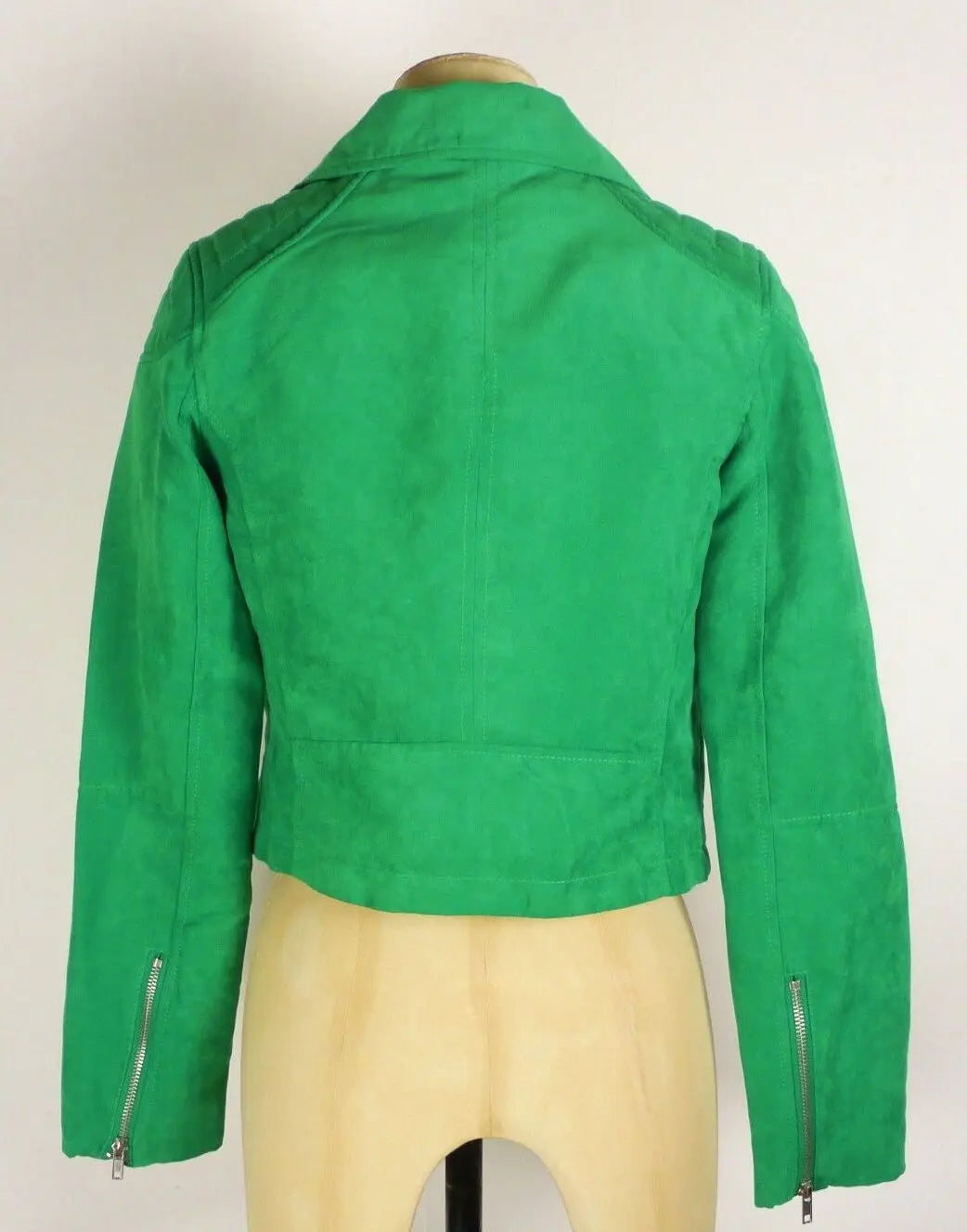 VINTAGE style/PUNK lime green sude feel,Grunge/Punk/retrocropped biker jacket H&M
