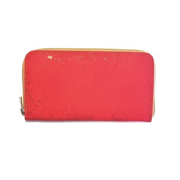 Vegan Leather Wallet for Women, Minimalist Сork Purse with Zipper, Slim Womens Wallet Red Zip Purse made from Cork Moddanio