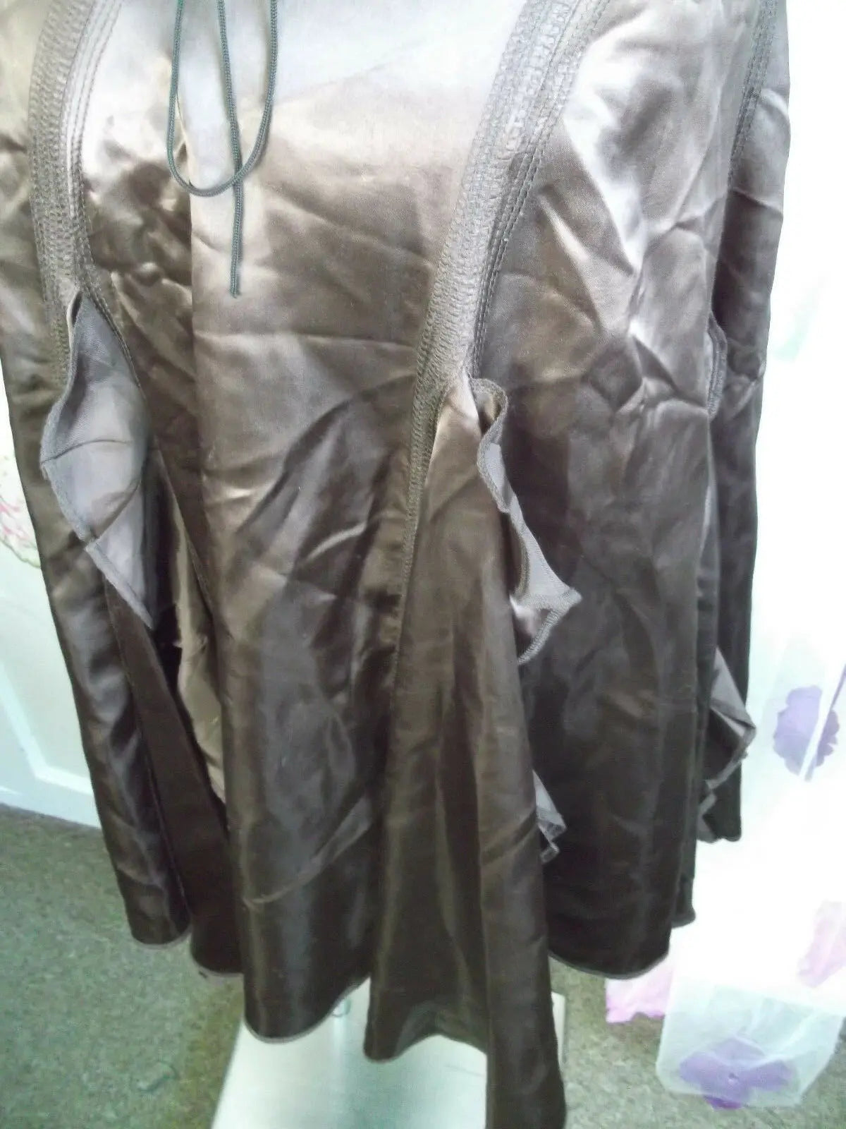 Wallis Size 12 Skirt In Brown satin, ruffled design. Ideal Steampunk.calflength Wallis