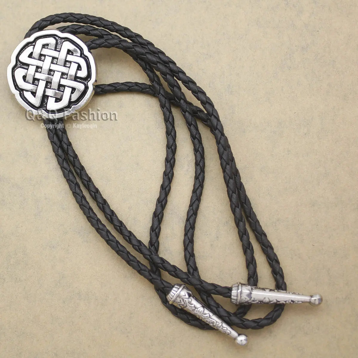 Western Celtic Trinity Cross Knot faux-Leather Rodeo Wedding Necktie Handmade