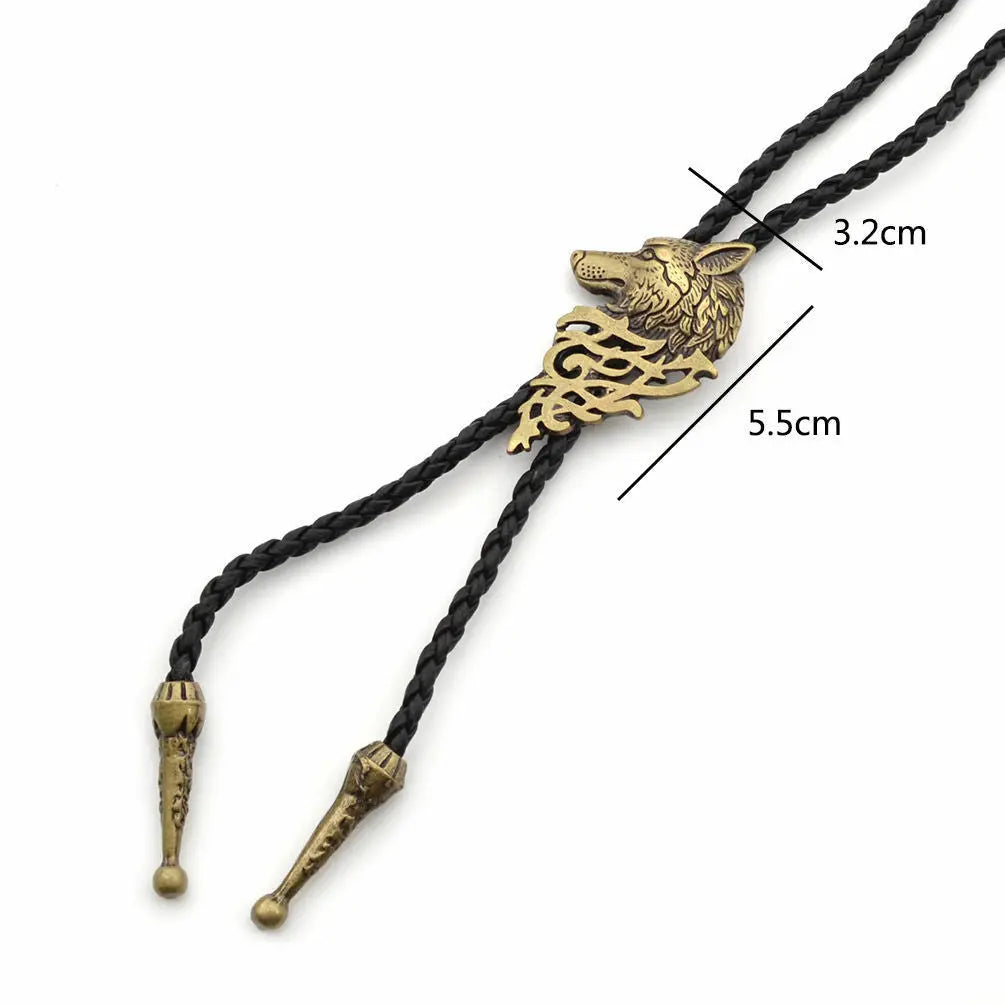 Wolf Western Bolo Tie Necktie Bola Ties Cowboy Alloy Mens Forward Jewellery New Unbranded
