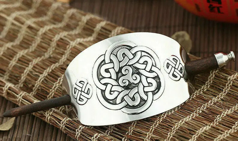 Women Wooden Carved Hair Stick Barrette Bun Pin Clip Zinc Alloy Hair Accessories Unbranded