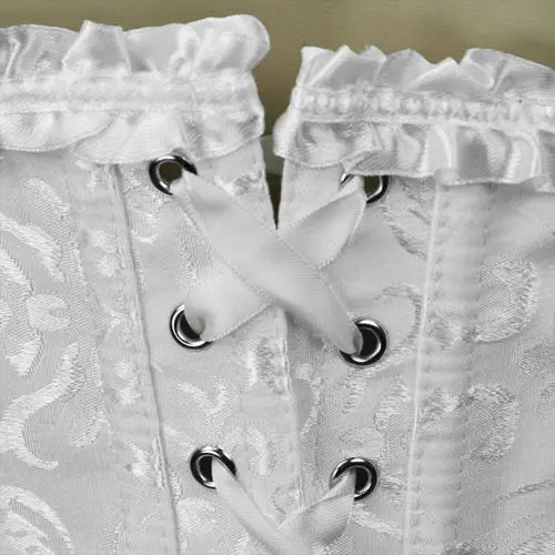 XL white Women Sexy Bustier Corset Burlesque Basque lingerie Rouge Boned Lace up unbranded