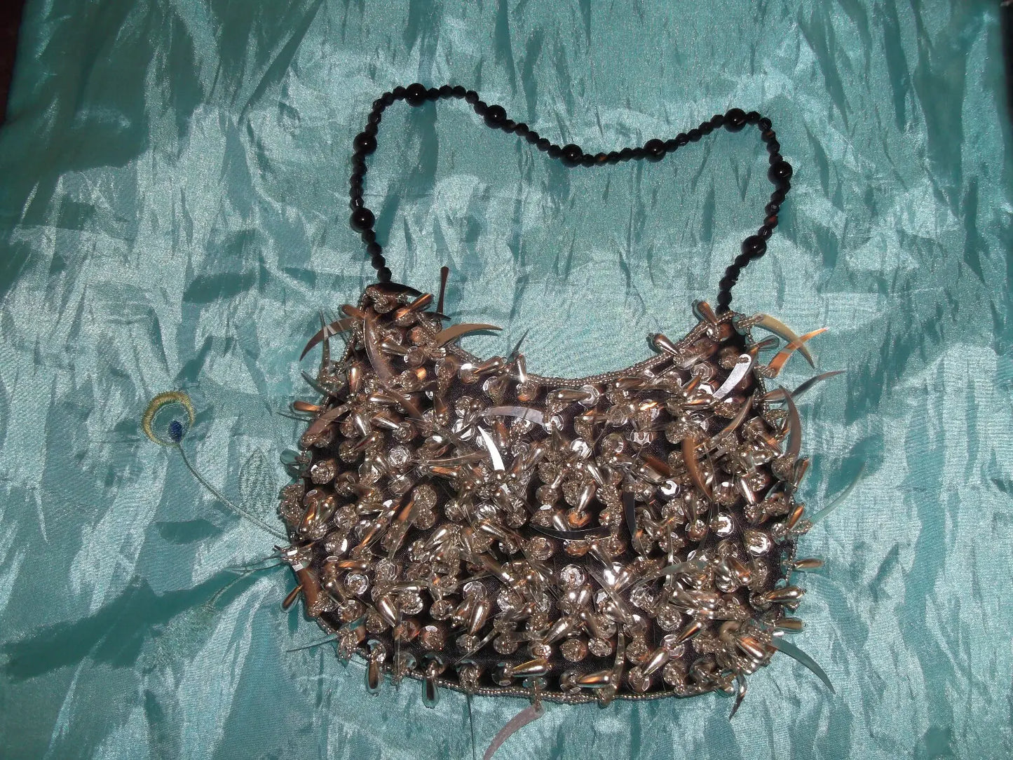 accessory-Exquisite, unusual Vintage Ritz Glitz silver & black bag Unbranded