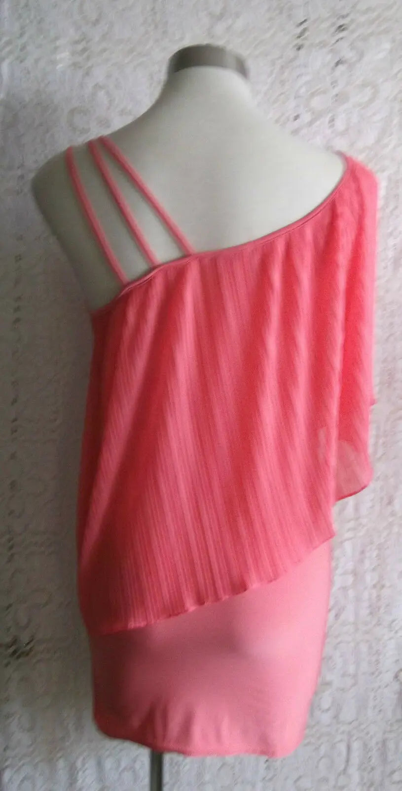 fab size12 salmon pink,off-shoulder/strappy dress&diamante fastening Catch Mee label