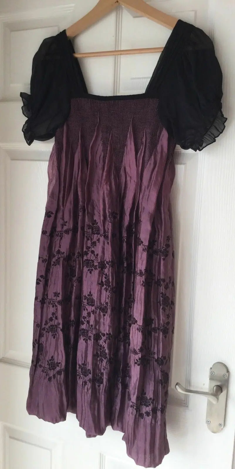 gorgeous Echo Blush Purple&Black Smock Dress-embroidered flowers, ruffled,lace Echo Blush