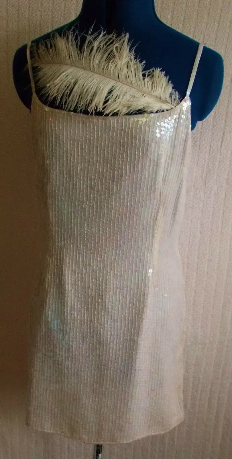 gorgeous white sequined strappy cocktail dress.size 12 Unbranded