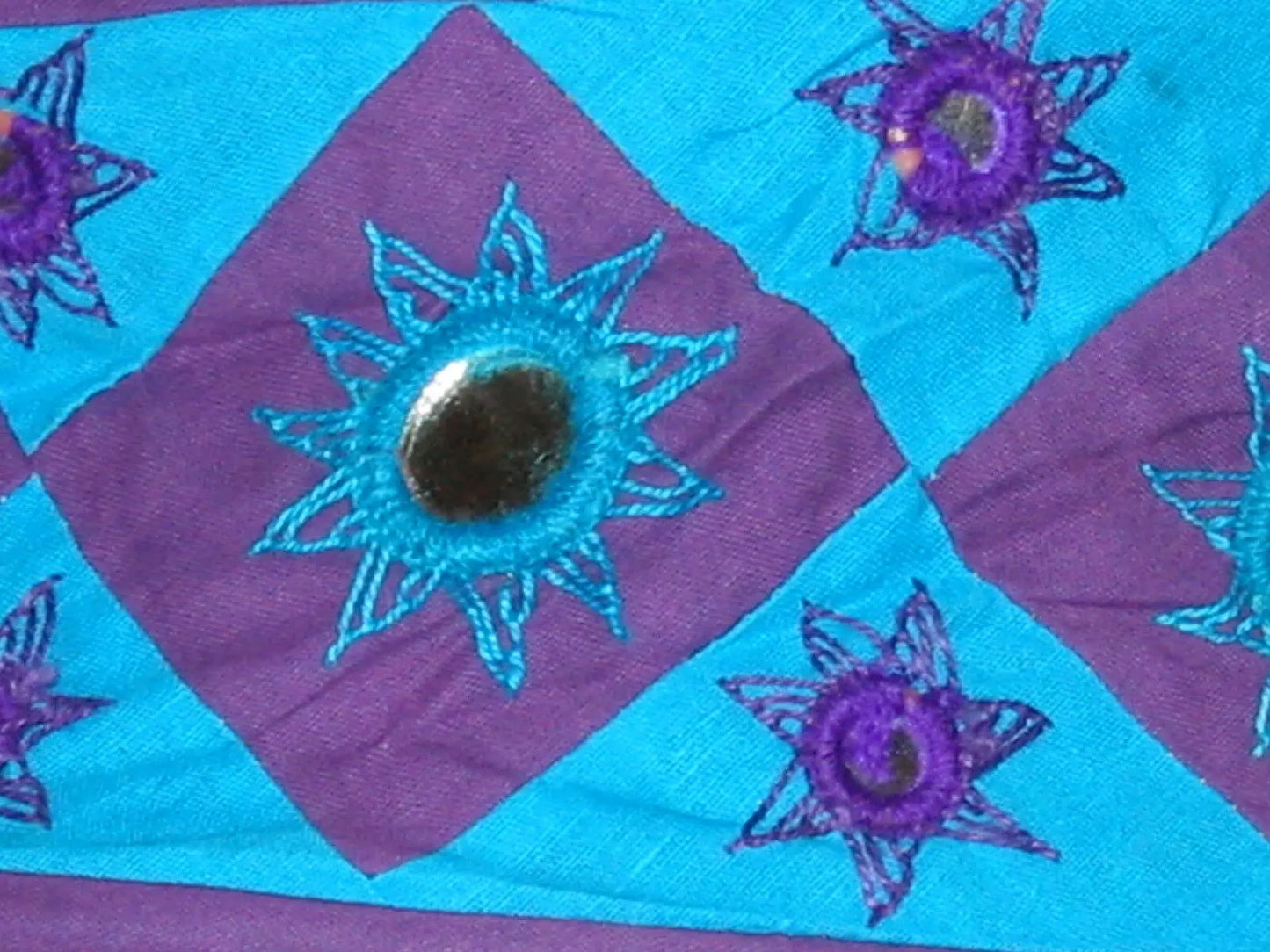 large 3 tier pendant style oriental cotton lampshade.shisha mirrors 34" drop. Unbranded