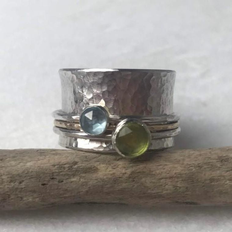 Peridot & Topaz Spinning Ring Lindsay McDowall Jewellery