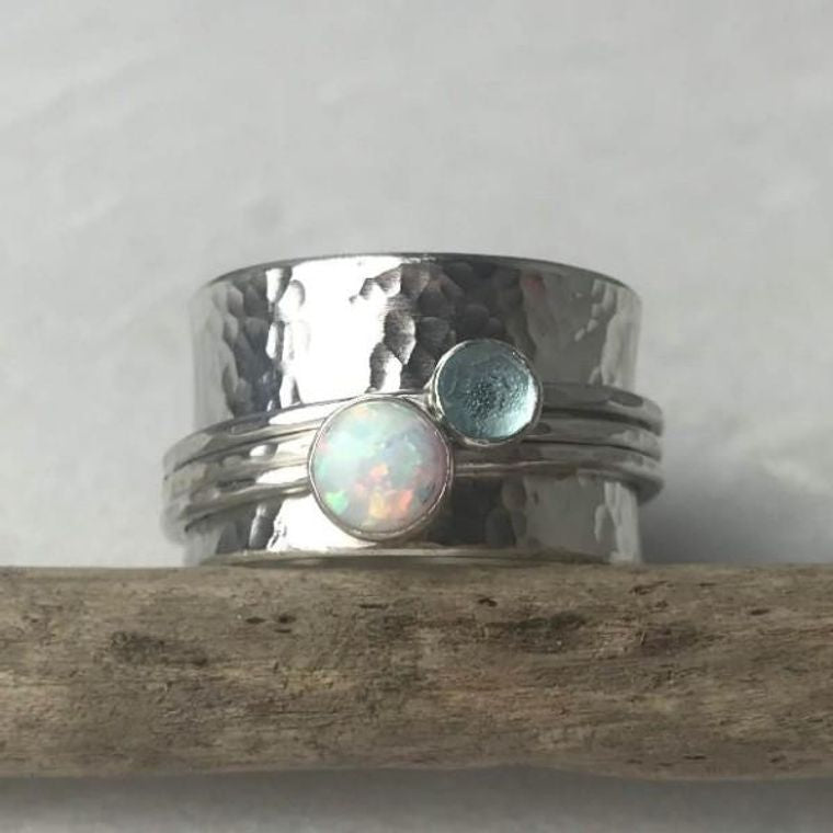 Opal & Topaz Spinning Ring Lindsay McDowall Jewellery