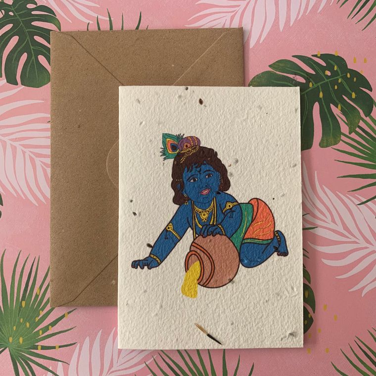Hindu God Hari Krishna - Plantable Botanical Seed Card Plantiful Paper Company