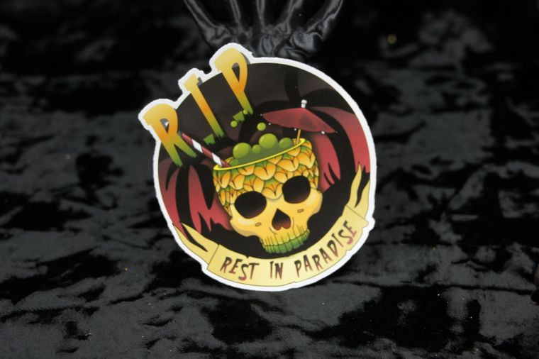 Rest In Paradise Gothic Summer Sticker The Gothic Stationery Company